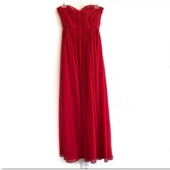 Fame and Partners Free People Red Pleated Maxi Dress - Picture 3 of 12